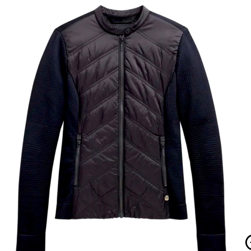 Harley Davidson Women’s Quilted Stretch Nylon Jacket (Size M) missing Pull Tab